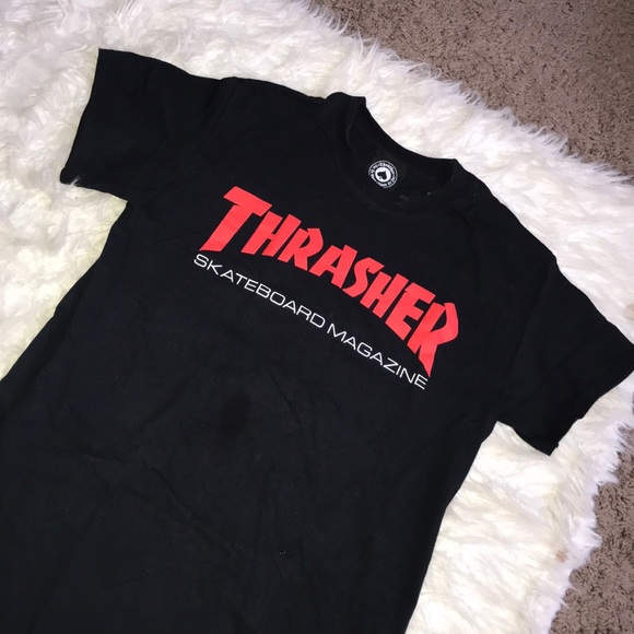 thrasher shirt black and red